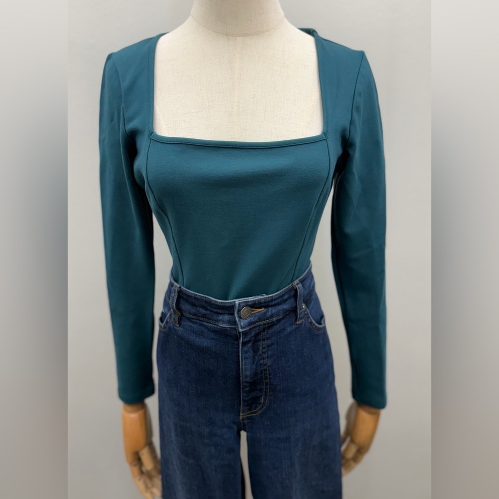 Abercrombie & Fitch Soft A&F Collection Square Neck Bodysuit Green Size L